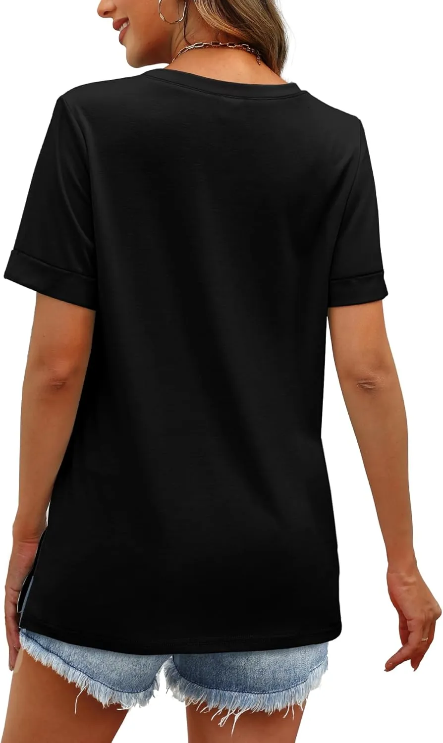 XIEERDUO Womens Summer Tops Short Sleeve Shirts Trendy V Neck T Shirts for Women Casual Tops